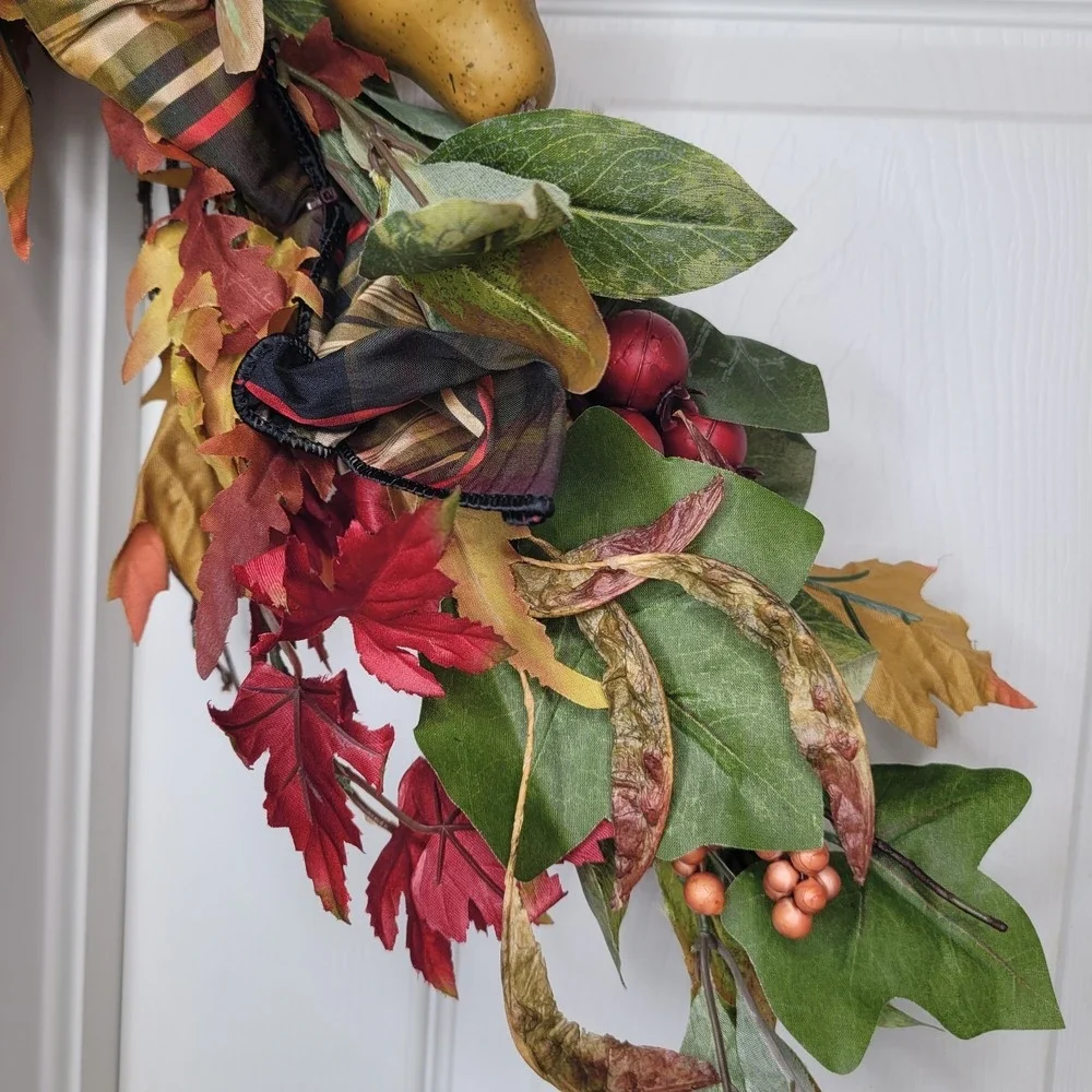 Grandin Road Finley Hill Mantle Swag Garland #14107 Pears Berries Acorns 6' Long